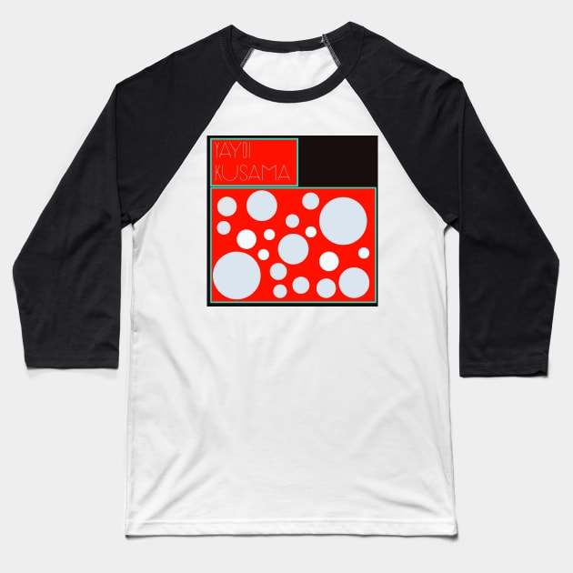 Yayoi Kusama inspired design Baseball T-Shirt by pauloneill-art